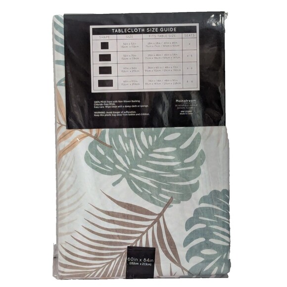 Tropical Fiesta Palms Tablecloth 60 x 84-in Vinyl Kitchen Table Chloride-Free - Picture 2 of 7